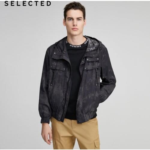 SELECTED Mens Hooded Loose Profile Outwear Gradient Multiple-pockets Jacket S|420121515