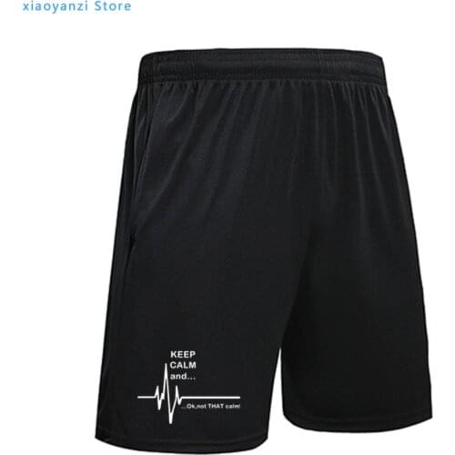 2021 summer Men Sweatpants Keep Calm and...Not That Calm EKG Heart Rate funny Sports Shorts Set casual Fitness Running Pants