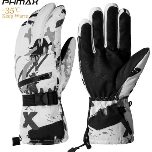 PHMAX Ski Gloves Winter Thermal Windproof Keep Warm Touch Screen Gloves Mens Women Waterproof Shockproof Skiing Skating Gloves