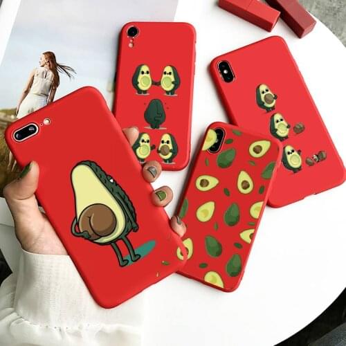 Fruit Avocado cute Phone Case Red Candy Color for iPhone 11 12 mini pro XS MAX 8 7 6 6S Plus X SE 2020 XR