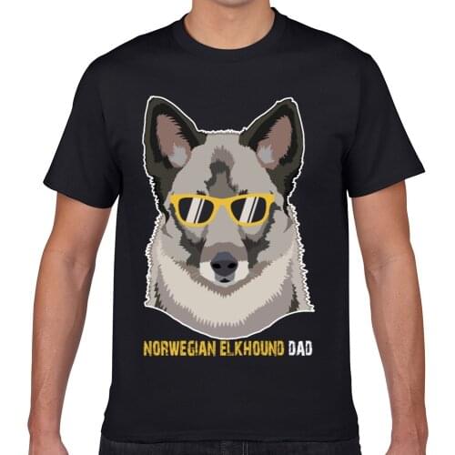 Tops T Shirt Men norwegian elkhound dad fathers day dog Vogue Vintage Geek Cotton Male Tshirt XXXL