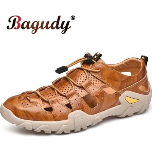 Summer Breathable Air Mesh Leather Mens Sandals Fashion Design Outdoor Casual Beach Sandals Soft Non-slip Mesh Mens Sandals