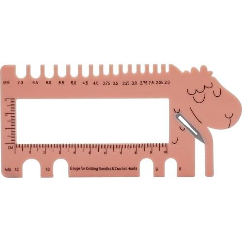 2021 New Arrival Gauge For Knitting Needles and Crochect Hooks, Pink Sheep, DIY Knit Tool With Build in Scissor To Cut Wool Yarn