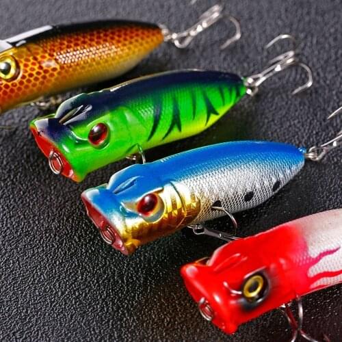 Sougayilang 4Pcs Popper Jig Lure Silicone Bait Wobbler Sea Fishing Lures Jigging Surface Minnow All for Fishing Hard Baits
