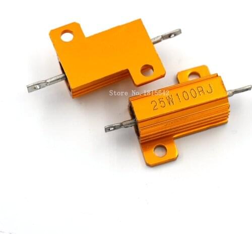 RX24 25W 100R 100RJ Power Metal Shell Aluminium Gold Resistor 25Watt 100 ohm Power Heatsink Resistance Golden Heat Sink Resistor