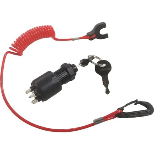 Ignition Switch and Key Assembly with Lanyard, Fits for OMC Johnson Evinrude 40-200HP Outboard Motor | OE Replacement 5005801