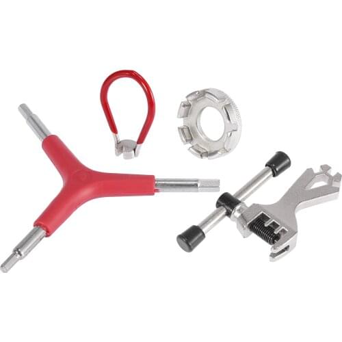 Uxcell 4 Pcs Bicycle Wheel Spoke Wrench Cycling Spanner Hex Wrench Chain Breaker Repair Tool Set Bike Maintenance