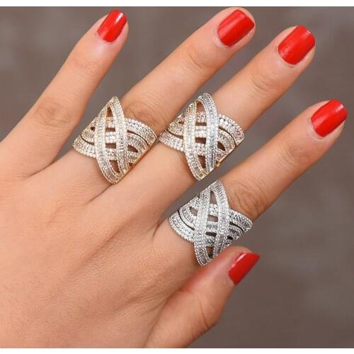 Blachette Jewelry High Quality New Gorgeous Luxury Wide Zirconia Rings for Women Noble Bridal Wedding Party Anniversary Gift