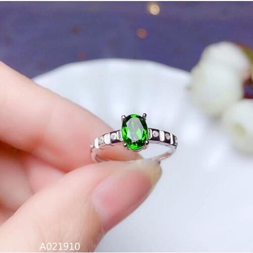KJJEAXCMY boutique jewelry 925 sterling silver inlaid Natural Diopside gemstone female ring support detection fashion