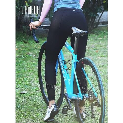 LAMEDA Women Anti-shock Cycling Pants Mountain Bike Cycling Trousers 3DPadded Racing Bicycle Pants High Waist Reflective Lines