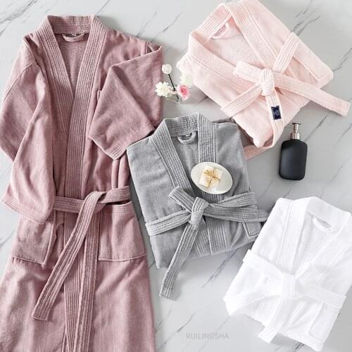 100% Cotton Towel Terry Bathrobe Kimono Men Bath Robe Thick Warm Winter Dressing Gown Women Hotel Sleepwear Bridesmaid Robes