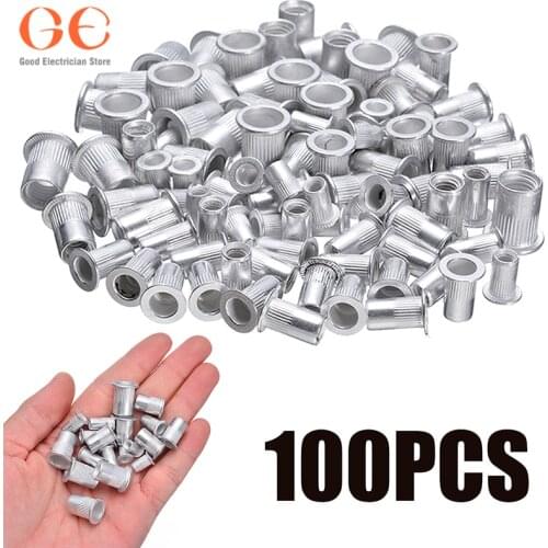 100pcs Stainless steel Rivet Nuts Kit Threaded Rivet Nut Inserts Rivnut Nutsert M4 M5 M6 M8 Mixed Kit Set Repairing Tools