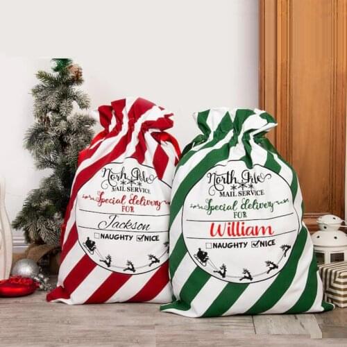Christmas Canvas Santa Sacks Storage Drawstring Bag Christmas Decoration Large Capacity Home Ornament Toy Can Bags For Kids