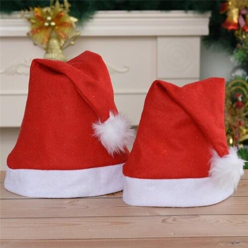 4 Pieces Christmas Non-Woven Fabric Santa Claus Hat 2021 Xmas Santa Hats for Adult Christmas Party Supplies