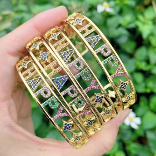 5Pcs Hollow jewelry bangle Happy Style Bangle Gold color Metal Bangle jewelry metal Bracelet Mix color Women bangle 51461