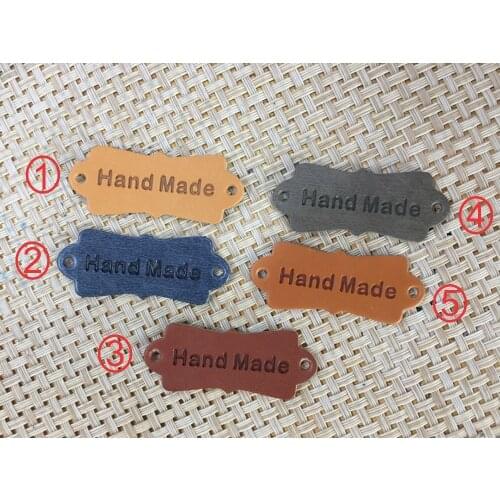 50pcs heart shape hand made PU leather Labels 20mm*50mm jacket label garment accessories