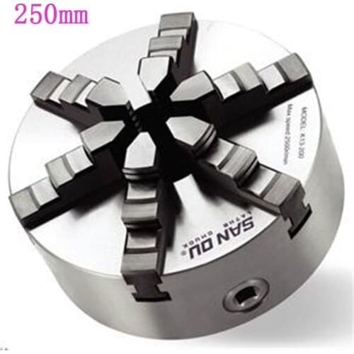250mm 6Jaw Lathe Chuck Self-Centering 10" Six Jaws Chuck Sloped Jaws for CNC Milling Cutting Machine