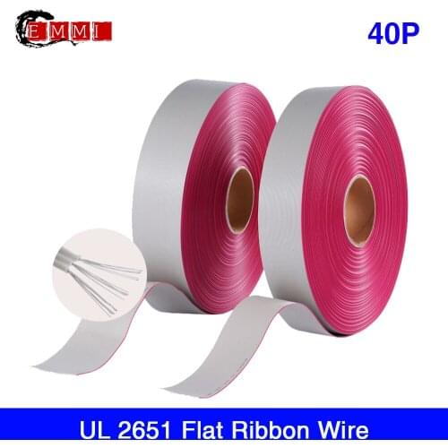 76 meters PVC material Tinned copper 28AWG 1.27mm Pitch UL2651 Ribbon Wire 40Pin for 2.54 IDC Connector/LED display scrren