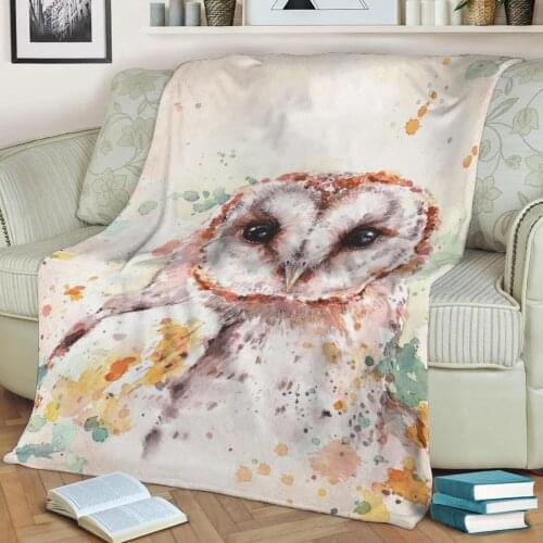 Australian Barn Owl Water Colour Art Flannel Throw Blanket 3D Printed Keep Warm Sofa Child Blanket Home Decor