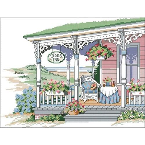 Balcony table patterns counted 11CT 14CT Cross Stitch Sets DIY Chinese Cross-stitch Kits Embroidery Needlework