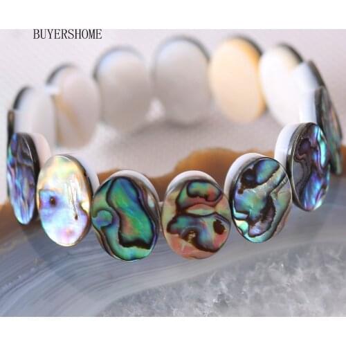 Free Shipping Fashion Jewelry Natural Oval 13x18MM Blue New Zealand Abalone Shell Beads Bracelet 7" 1Pcs H032