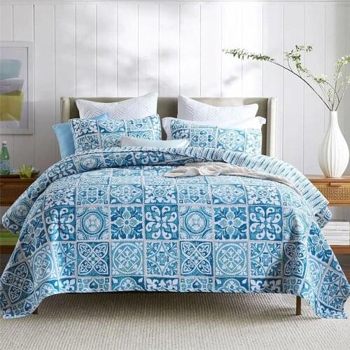 CHAUSUB Cotton Bedspread on the Bed Quilts 3PC Blanket for Double Bed Cover Quilted Pillowcase Queen Size Summer Coverlet