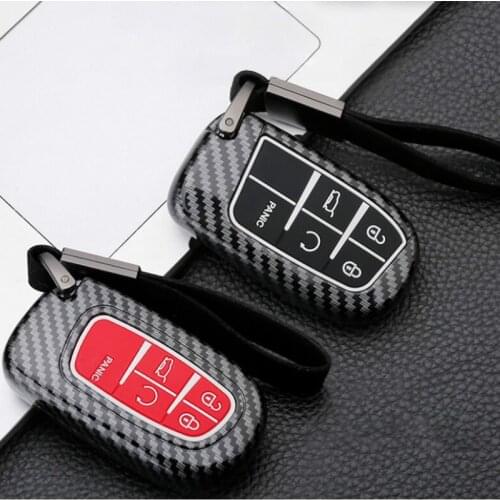 Carbon Fiber ABS Car Key Cover Case for Jeep Grand Cherokee WK2 Traitor Compass Dodge Ram 1500