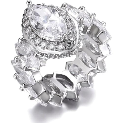 D&Z Iced Out Cubic Zirconia Ring Copper Inlay Zircon Ring High-quality Gift Fashion Jewelry For Women And Man Fashion Jewelry