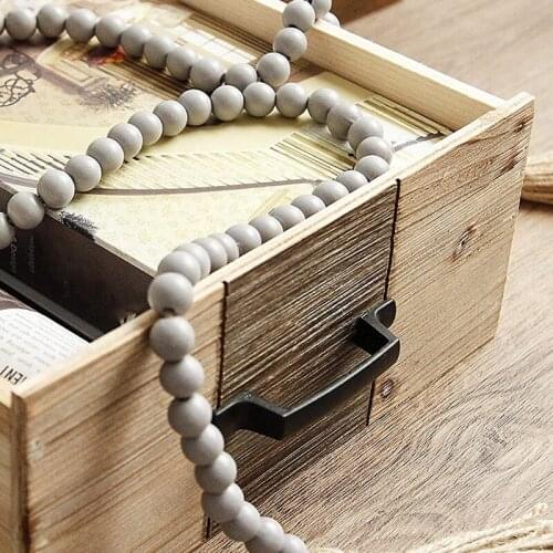 Wood Bead Garland with Tassels Farmhouse Beads Rustic Country Decor Prayer Boho Beads Wall Hanging Decoration