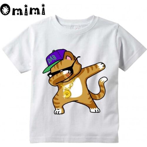 Childrens Dabbing Unicorn Rabbit/Cat/Dog Cartoon Printed T Shirt Kids Casual Short Sleeve Tops Boys and Girls Cute T-Shirt