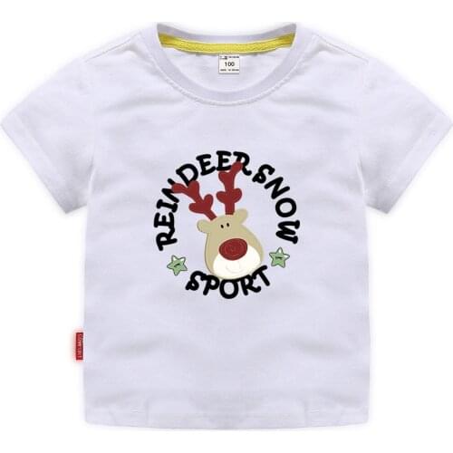 Kids Girls Boys Cotton Funny Christmas T-shirts Clothes Baby Santa Claus T Shirt Children Clothing Tops T-shirt White Tees 2-10Y