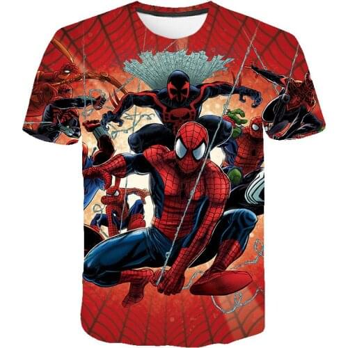 Spiderman Marvel The Avengers 3D Printed Graphic T Shirts Refreshing And Smooth Breathable Round Neck Short Sleeves Summer Tops