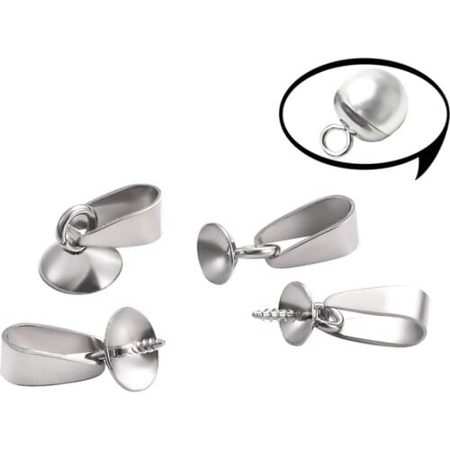 20Pcs/Lot Stainless Steel End Caps Beads Pendant Connector Cap Ball Caps DIY For Necklace Earring Jewelry Makings Accessories