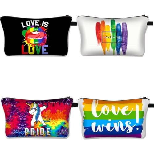 Lgbt Rainbow Cosmetic Bag Love Wins Women Makeup Bag Gay Lesbian Cosmetic Case Ladies Fashion Pouchs Toiletries Organizer Bags