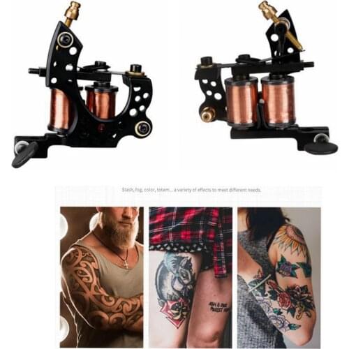 Tattoo Machine Gun Shader Liner Professional Handmade Tattoo Machine 10 Wrap Coils Machine Metal Iron Cast Frame Body Art