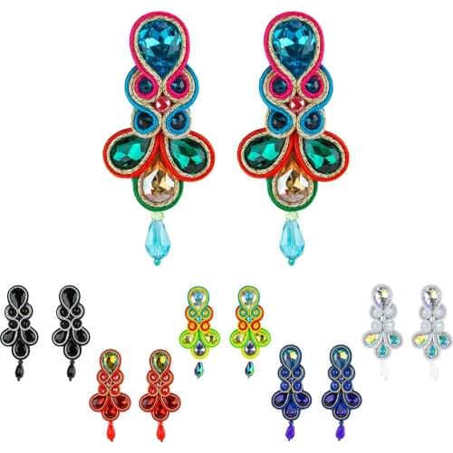 Fashion Long pendant earring Handmade Soutache jewelry Colourful Soutache Earrings for women Ethnic boho Accseeories Party Gift