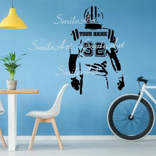 Cartoon Custom Name Football Home Decor Wall Stickers For Living Room Kids Room Vinyl Mural Decal
