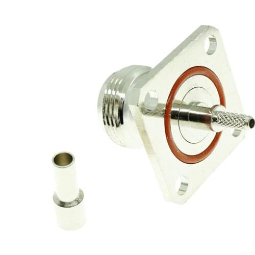 N female jack 4-hole 25mm flange crimp RG174 RG316 LMR100 cable RF Connector 25*25mm