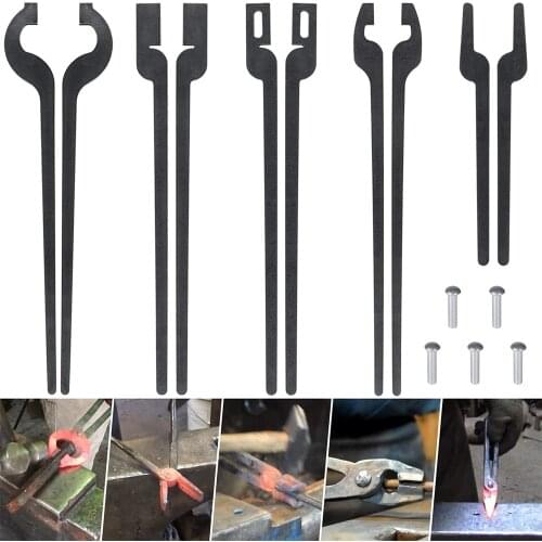 Chuang Qian Rapid Tongs Bundle Set Five Types of Tongs DIY Blacksmith Tongs Include Rapid Bolt/Flat Jaw/Slot Jaw/V-Bit/Scroll