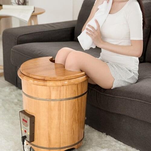 Heating fumigation foot bath barrel wooden home constant temperature deep barrel over the leg over the knee sweat steam