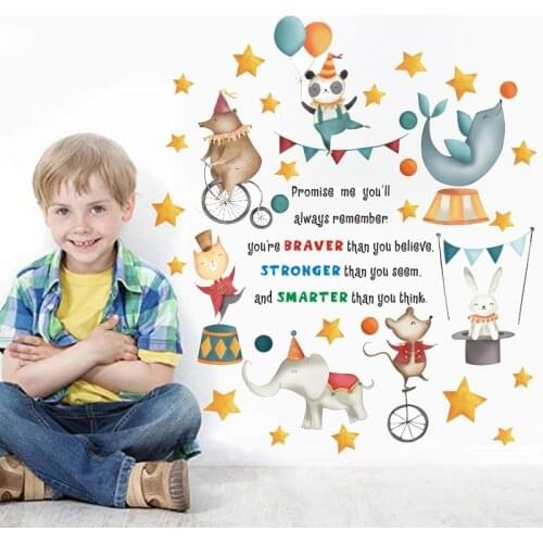 New Circus Animal Star Dot PVC Wall Sticker Europe and America Cartoon Childrens Room Graffiti Sticker Decal Decorative Mural