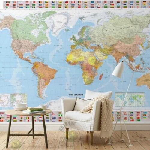 Custom The World Map Mural Wallpapers for Living Room Bedroom Backdrop Modern Simple Wall Papers Home Decor Papel De Parede 3D