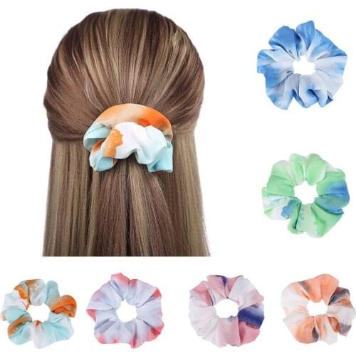 Wholesale Colorful Chiffon Fabric Headbands Tie Dye Hair Ties Women Fashion Hair Ropes Girls Ponytail Holders Hair Accessories