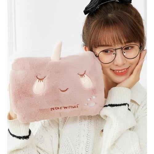 Plush Cartoon Hot Water Bottle Rechargeable Student Winter Hand Warmer Deer Three-Dimensional Pillow / Removable and Washable