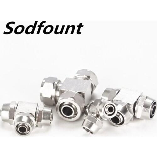 10pcs Pneumatic Components KL-PE Fast screw tee copper nickel-plated high voltage smc lock female connector 4/6/8/10/12/14/16mm