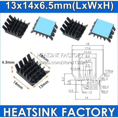 HEATSINK FACTORY New product 20pcs/lot 13x14x6.5mm Aluminum Spiky Anodized Deep Blue/Black/Silver Heatsink