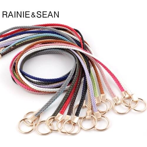 RAINIE SEAN Hand Knitting Thin Belt Women Solid Braided Belt for Women Knot Fashion Strap Ladies Belts for Dresses Accessories