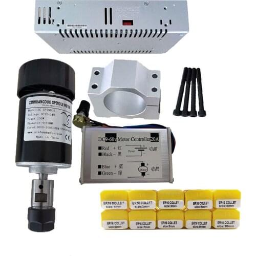 0.2kw Air cooled spindle ER16 chuck CNC DC 24V 10000RPM 200W Spindle Motor Power Spindle Engraving Machine For DIY CNC