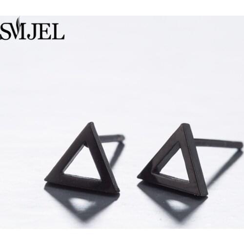 SMJEL Simple Sliver Gold Hollow Triangle Stud Earrings for Women Girls and Kids Geometric Stud Ear 2019 oorbellen Birthday Gift