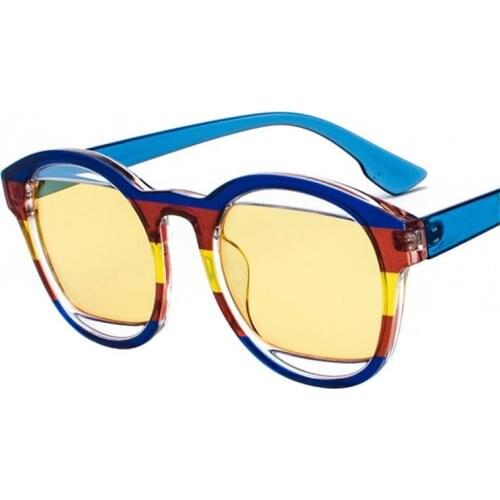 New Colorful Round Sunglasses Women Vintage Harajuku Style Flag Red Pink Yellow Frame Retro Brand Designer Sun Glasses For Men